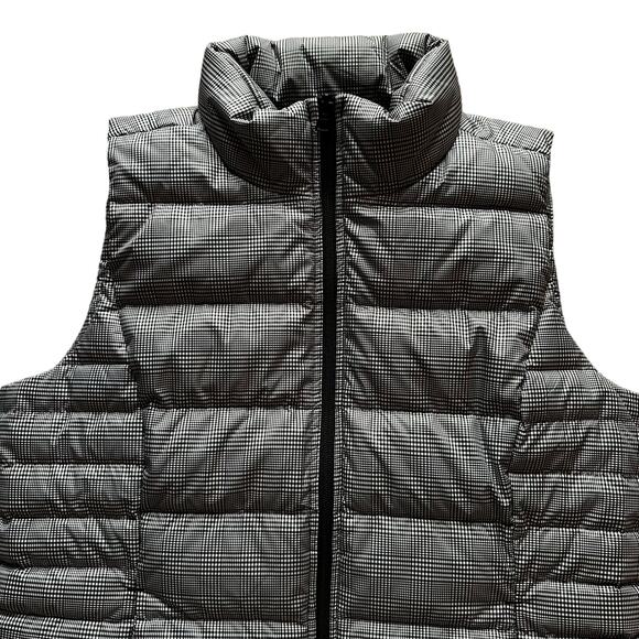 Lands' End Vest Down Filled Quilted Glen Check Black White Womens Medium Outdoor - Picture 2 of 14